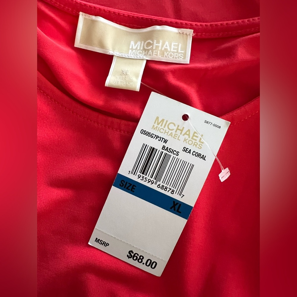 MICHAEL Michael Kors women’s Vibrant Red Short Sleeve Tee size XL - Picture 7 of 9